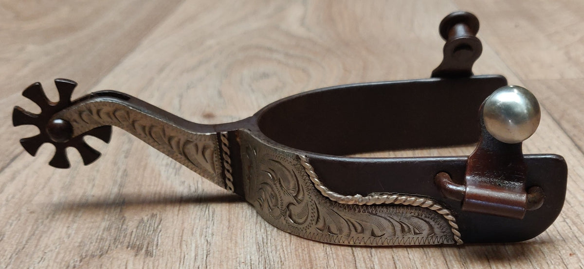 Ostrogi Westernowe Brown Steel Hand Engraved