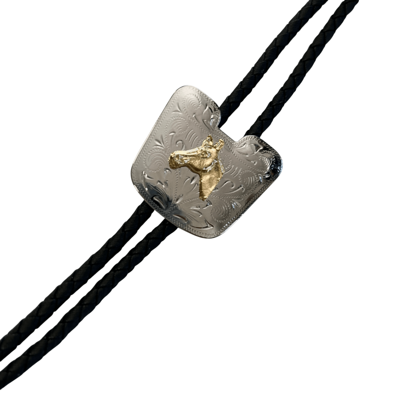 Bolo Gold Horse Silver Square