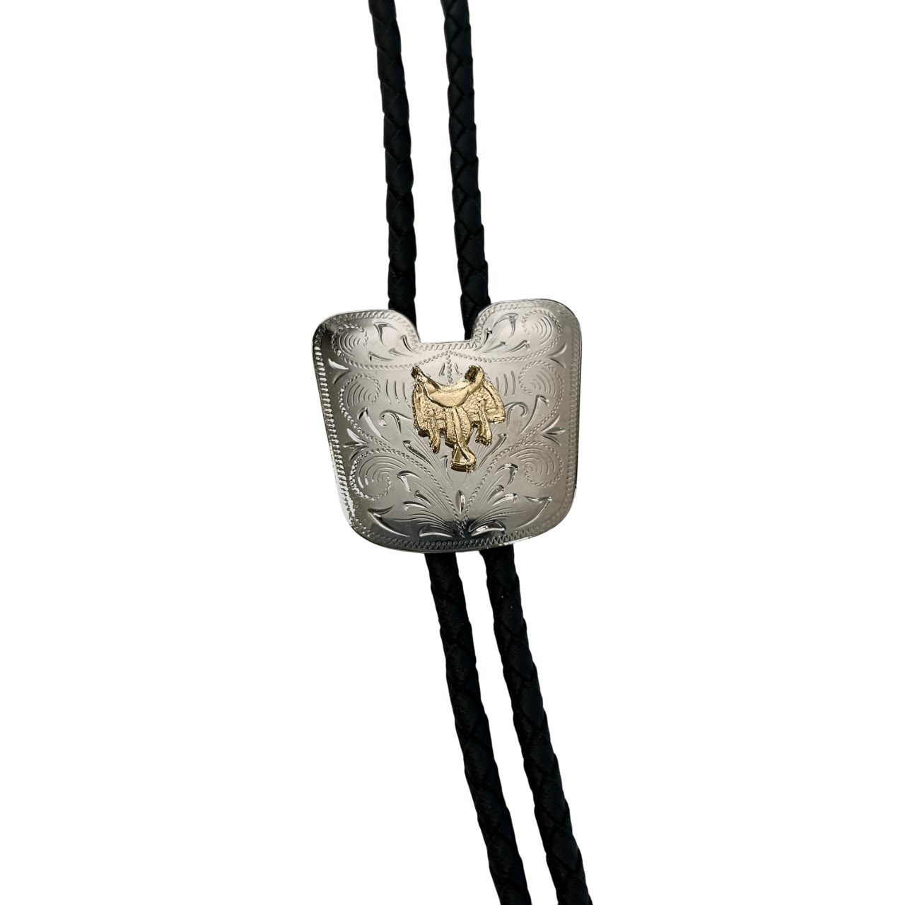 Bolo Gold Saddle Silver Square