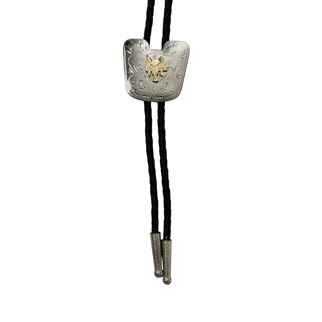 Bolo Gold Saddle Silver Square