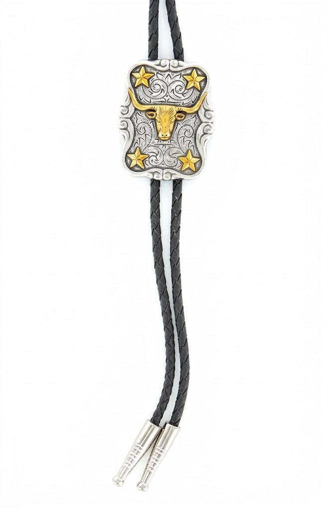 Bolo Tie Longhorn Gold & Silver