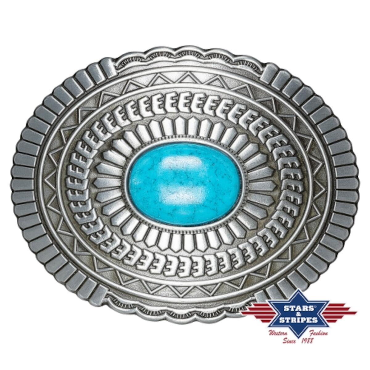 Owalna klamra z turkusowym kamieniem