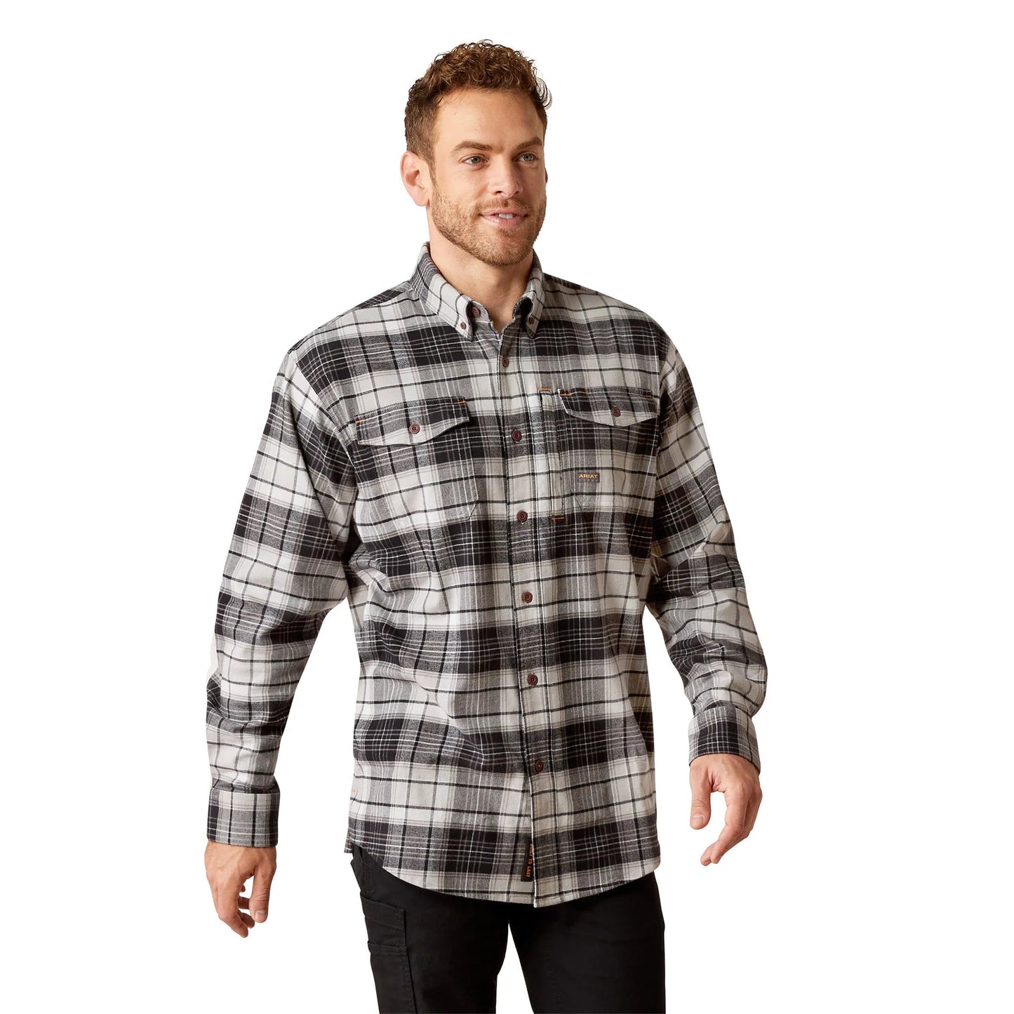 Koszula męska Ariat Men's Rebar Durastretch™ Charcoal Flannel
