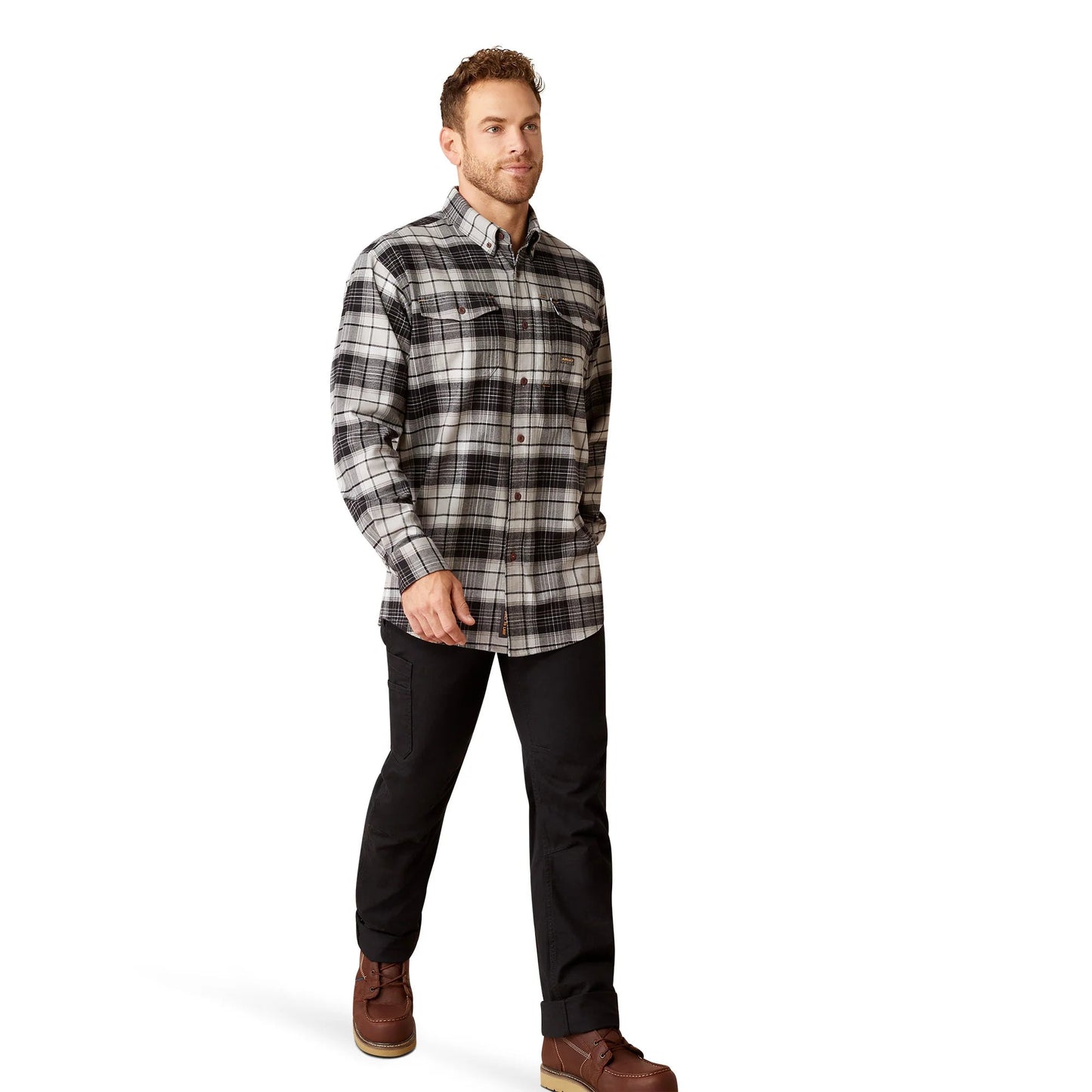 Koszula męska Ariat Men's Rebar Durastretch™ Charcoal Flannel