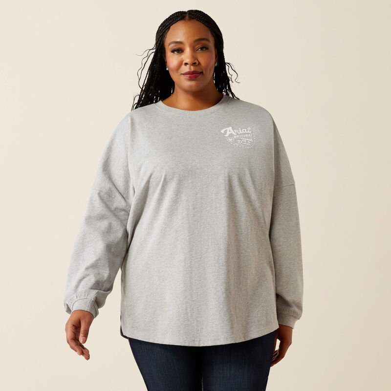 Koszulka damska z długim rękawem Ariat Canvas- Heather Grey