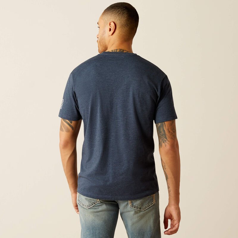 Koszulka męska z flagą Ariat Shield - Navy Heather