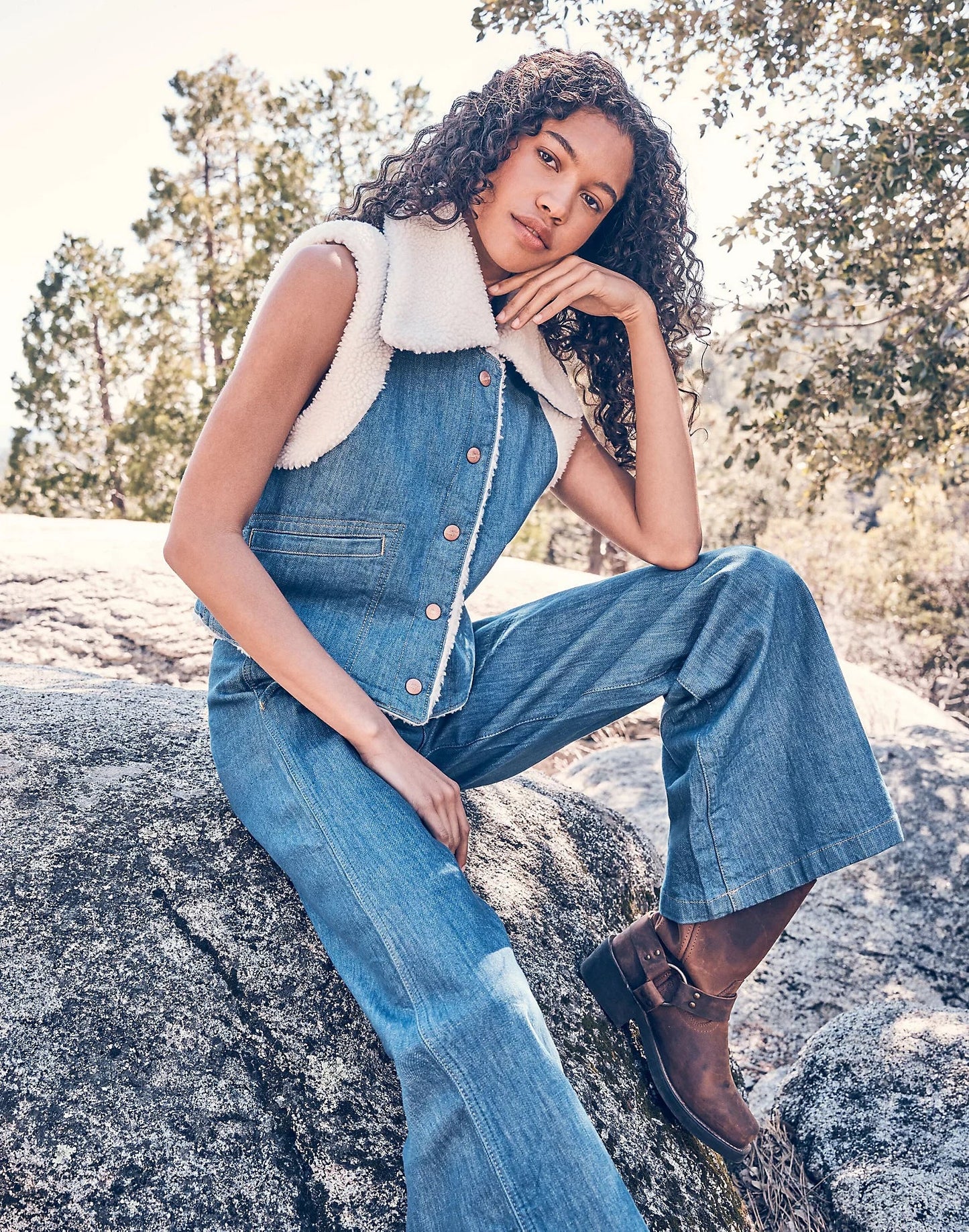 Kamizelka Sherpa Denim Vest in Original Rinse