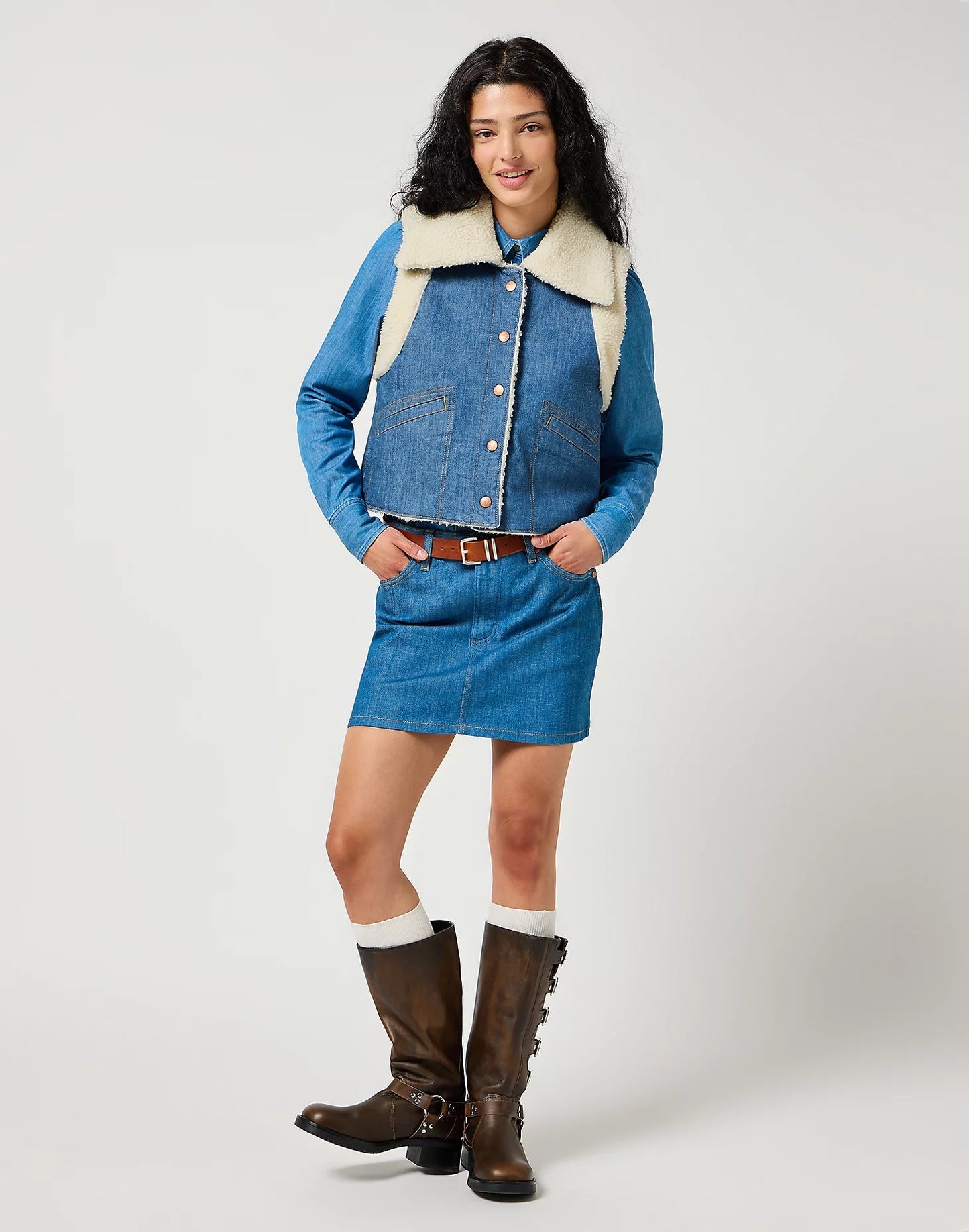Kamizelka Sherpa Denim Vest in Original Rinse