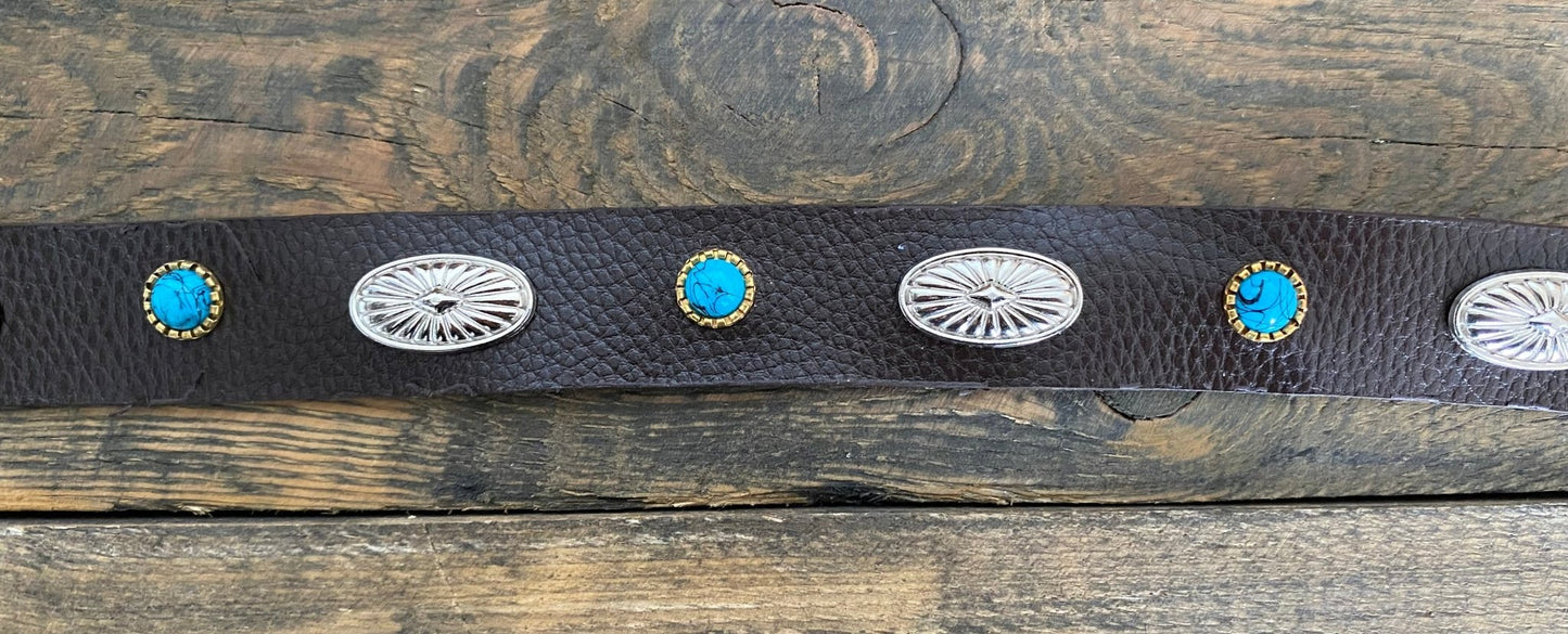 Otok na kapelusz Turquoise and silver oval