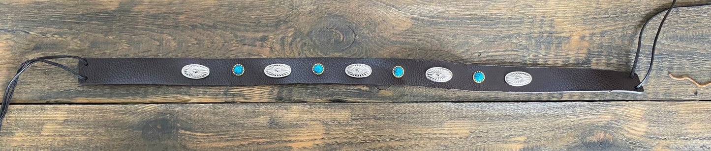 Otok na kapelusz Turquoise and silver oval