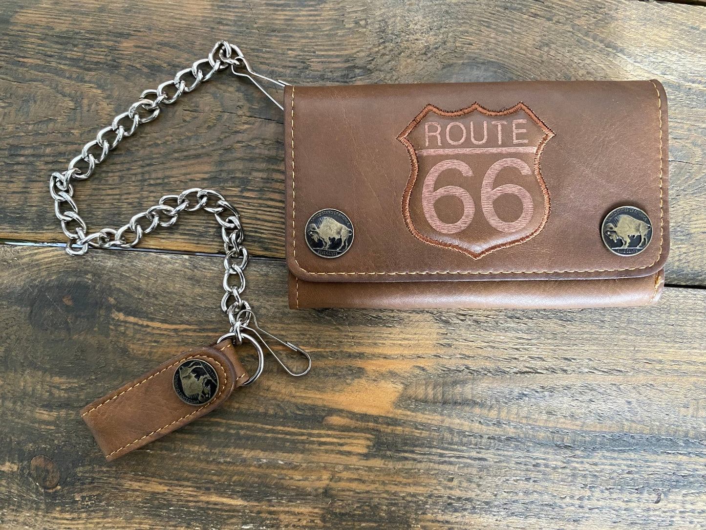 Portfel skórzany ROUTE 66- jasny brąz