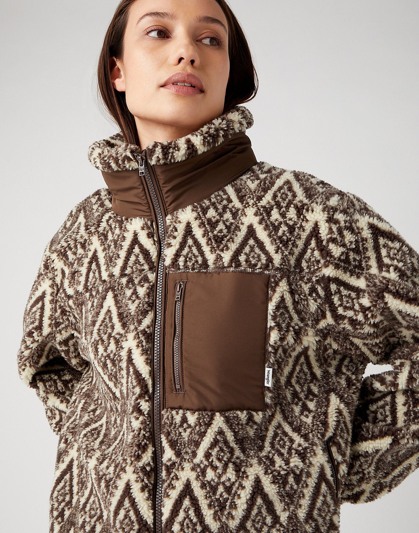 Wrangler SHERPA ZIP THROUGH IN CHECOTAH JACQUARD