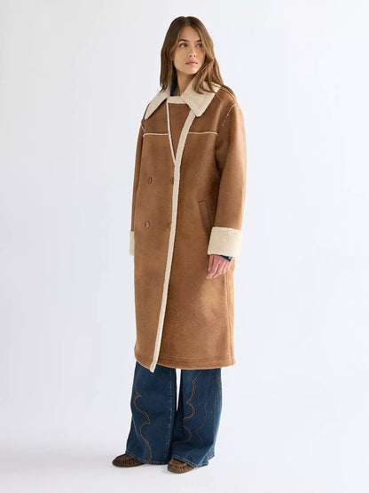 Relaxed Wrange Coat Medium Brown