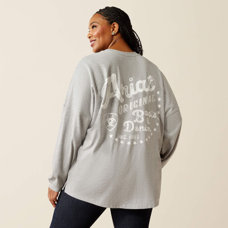 Koszulka damska z długim rękawem Ariat Canvas- Heather Grey