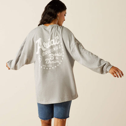 Koszulka damska z długim rękawem Ariat Canvas- Heather Grey