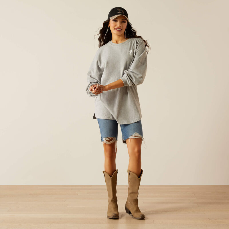 Koszulka damska z długim rękawem Ariat Canvas- Heather Grey