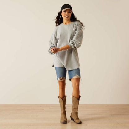 Koszulka damska z długim rękawem Ariat Canvas- Heather Grey