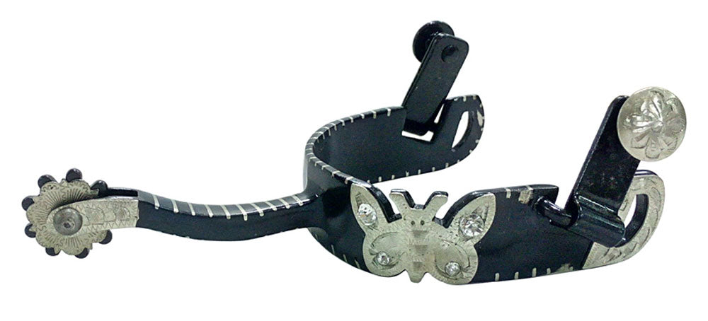 Ostrogi westernowe "Silver Butterfly" Black Steel