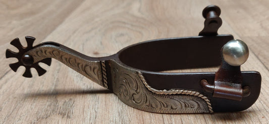 Ostrogi Westernowe Brown Steel Hand Engraved