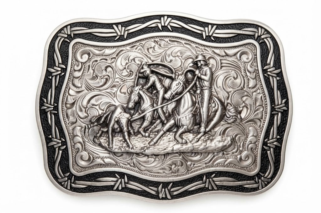 Klamra do paska Western Roping Scene Barbed Wire