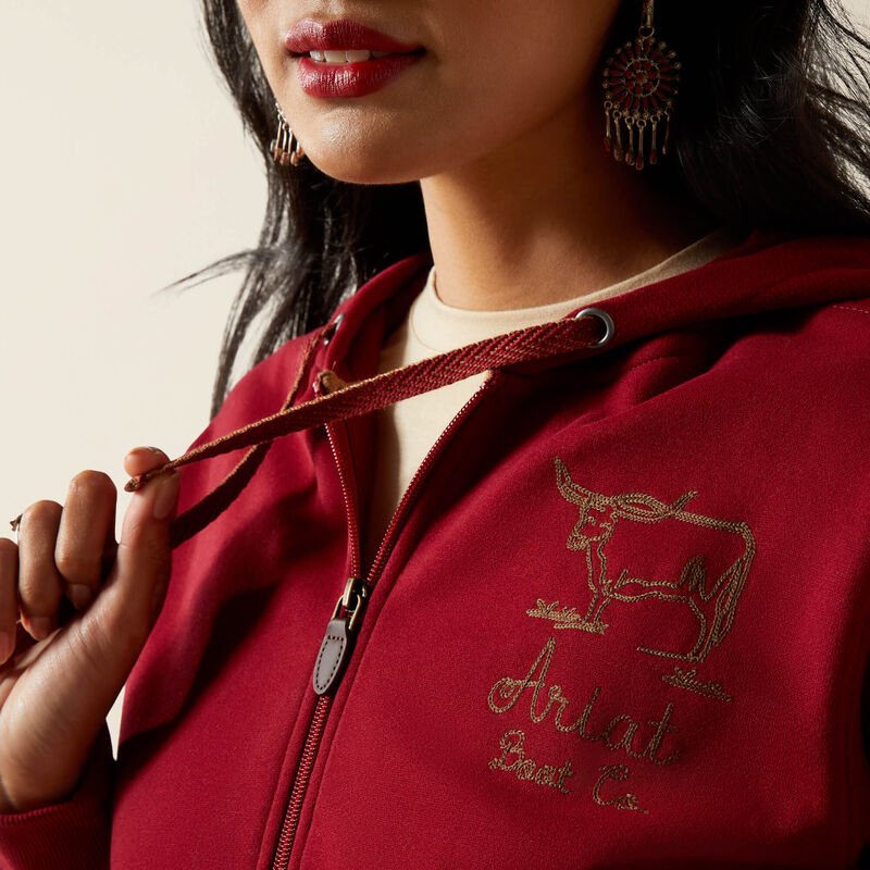 Bluza Ariat Stitched Full Zip Hoodie  BIKING RED
