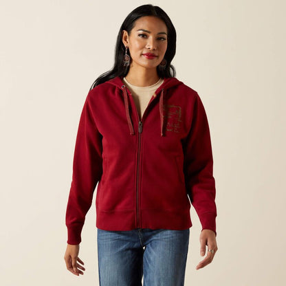 Bluza Ariat Stitched Full Zip Hoodie  BIKING RED