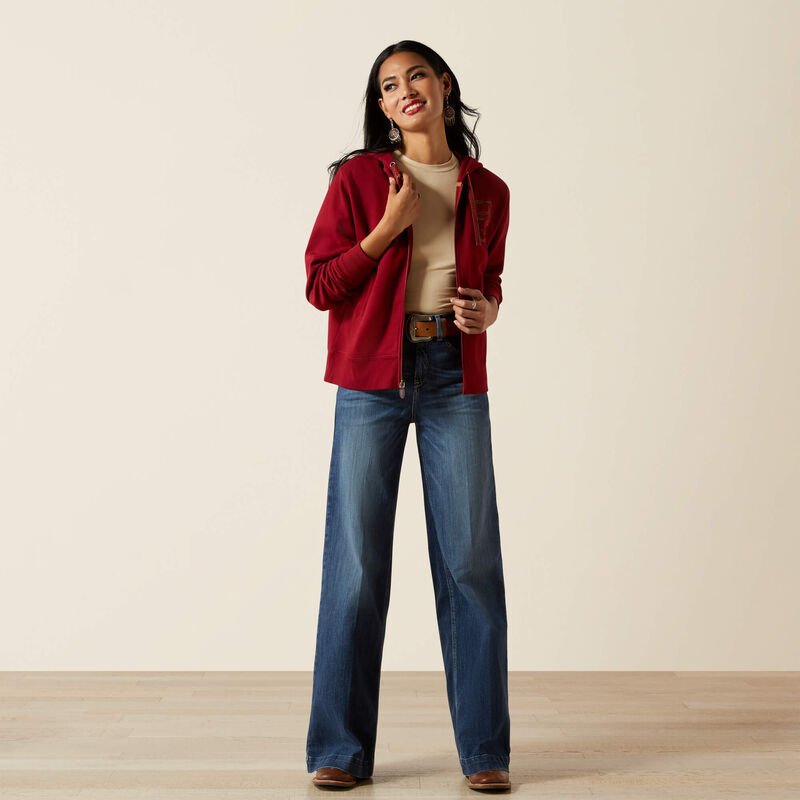 Bluza Ariat Stitched Full Zip Hoodie  BIKING RED