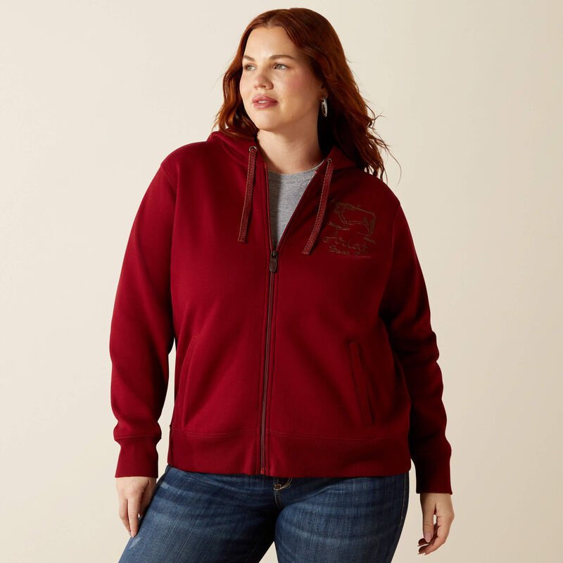 Bluza Ariat Stitched Full Zip Hoodie  BIKING RED