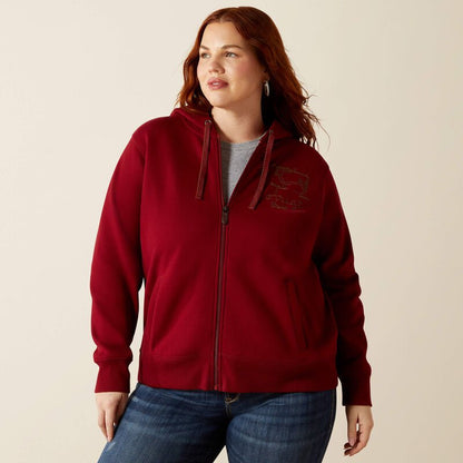 Bluza Ariat Stitched Full Zip Hoodie  BIKING RED