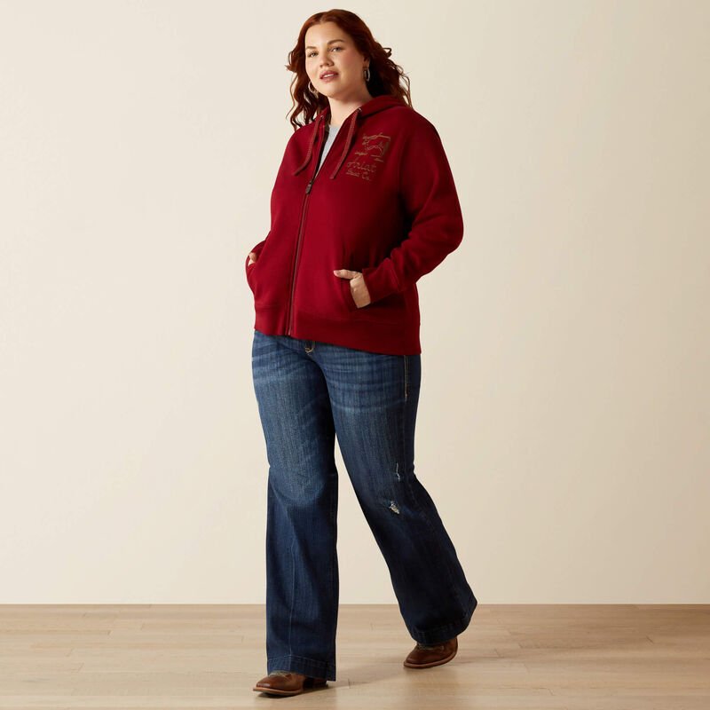 Bluza Ariat Stitched Full Zip Hoodie  BIKING RED
