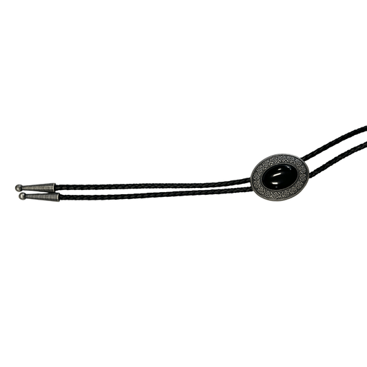 Bolo Tie Western Black Stone