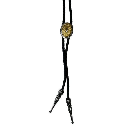 Bolo Tie Western Golden Flowers