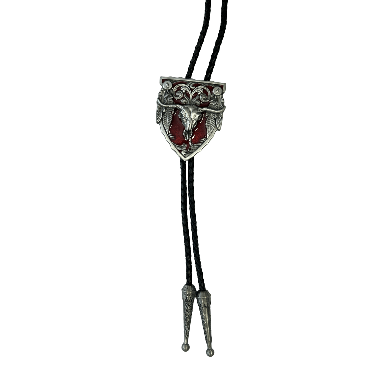 Bolo Tie Western Longhorn -Black & Red