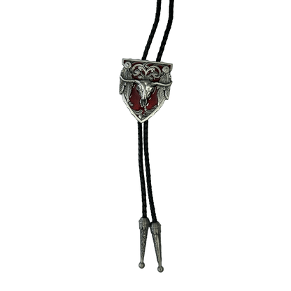 Bolo Tie Western Longhorn -Black & Red