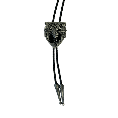 Bolo Tie Western Longhorn -Black & Red