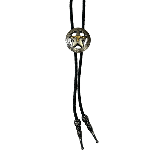 Bolo Tie Western Texas Star with Longhorn
