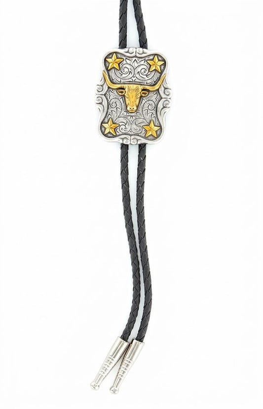 Bolo Tie Longhorn Gold & Silver