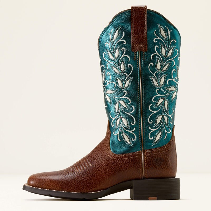 Kowbojki damskie Ariat Round Up Holly Wide Square Toe METALLIC SEA