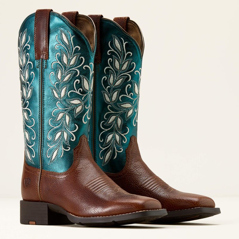 Kowbojki damskie Ariat Round Up Holly Wide Square Toe METALLIC SEA