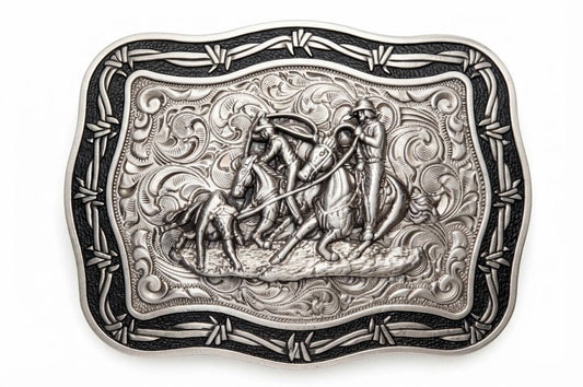 Klamra do paska Western Roping Scene Barbed Wire