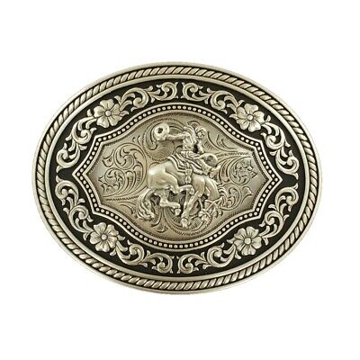 Klamra Nocona  Silver Scroll & Cowboy Oval Buckle