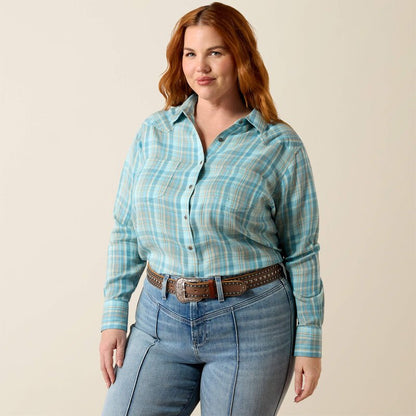 Damska Koszula Kowbojska Billie Jean Western Shirt Turquoise Plaid