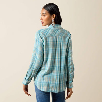 Damska Koszula Kowbojska Billie Jean Western Shirt Turquoise Plaid