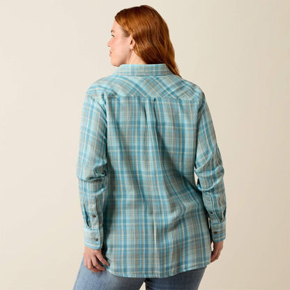 Damska Koszula Kowbojska Billie Jean Western Shirt Turquoise Plaid