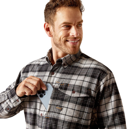 Koszula męska Ariat Men's Rebar Durastretch™ Charcoal Flannel