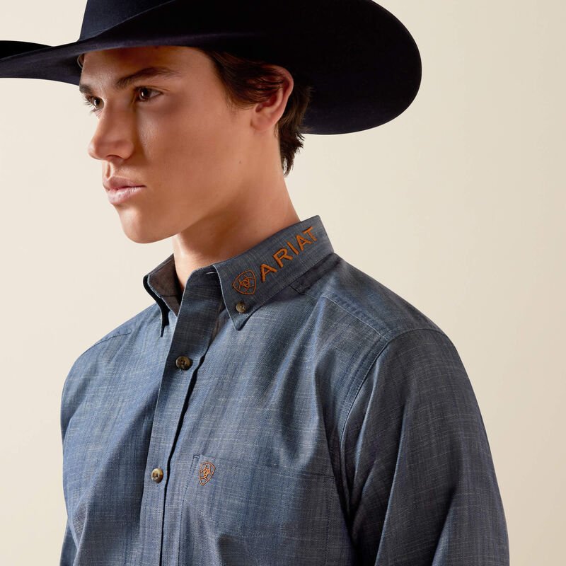 Koszula Męska Ariat Team Logo Twill CHAMBRAY BLUE