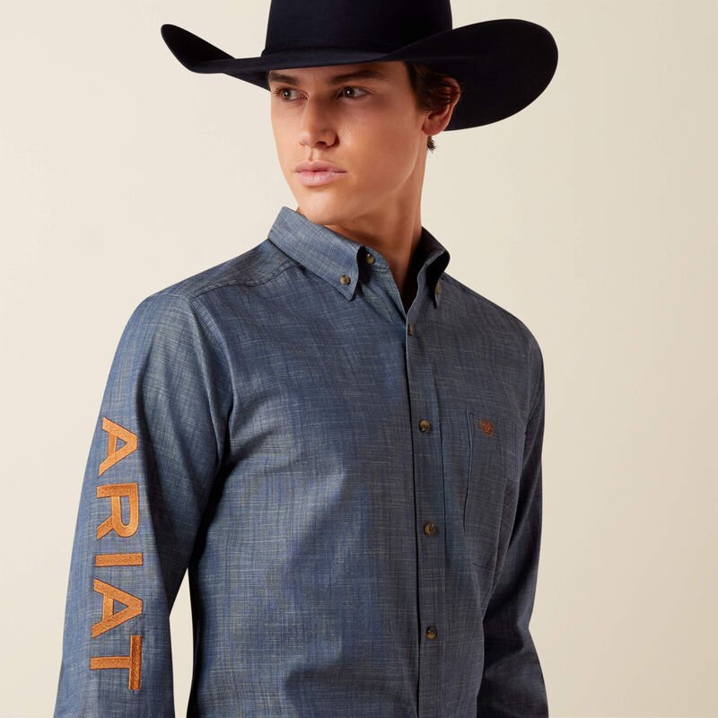 Koszula Męska Ariat Team Logo Twill CHAMBRAY BLUE