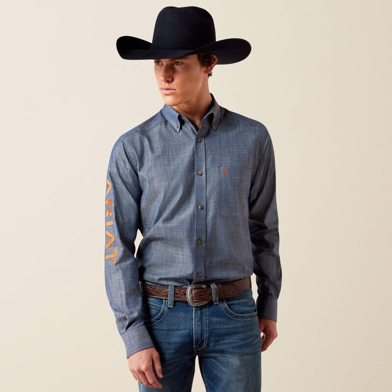 Koszula Męska Ariat Team Logo Twill CHAMBRAY BLUE