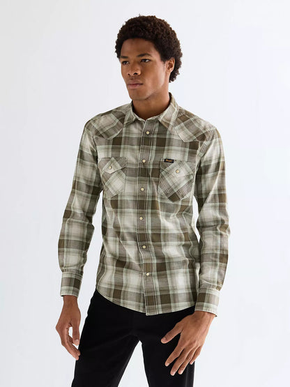 Koszula Wrangler Regular Western in Green Tan