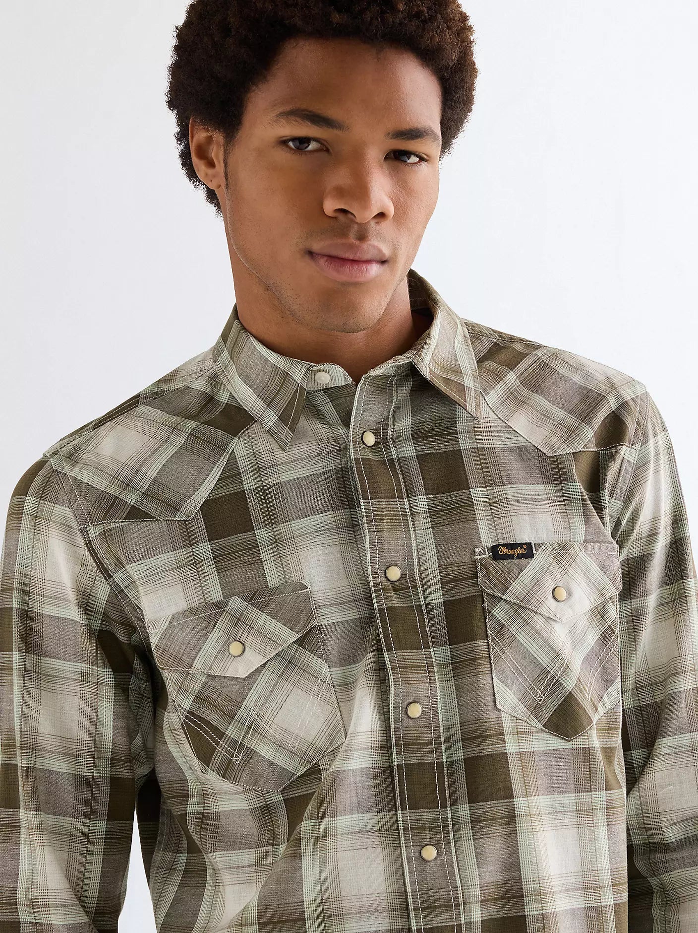 Koszula Wrangler Regular Western in Green Tan